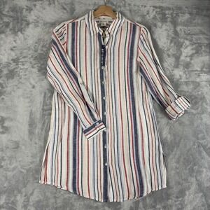 Artisan NY Linen Tunic Shirt Womens Small Striped Long Sleeve Button Top NWT